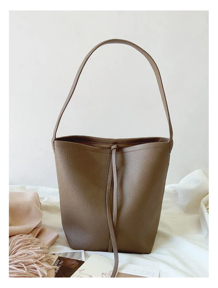 Elena Handbags Chic Leather Bucket Bag