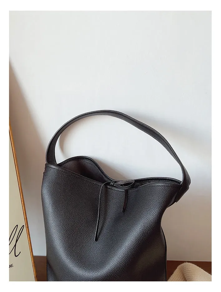 Elena Handbags Chic Leather Bucket Bag