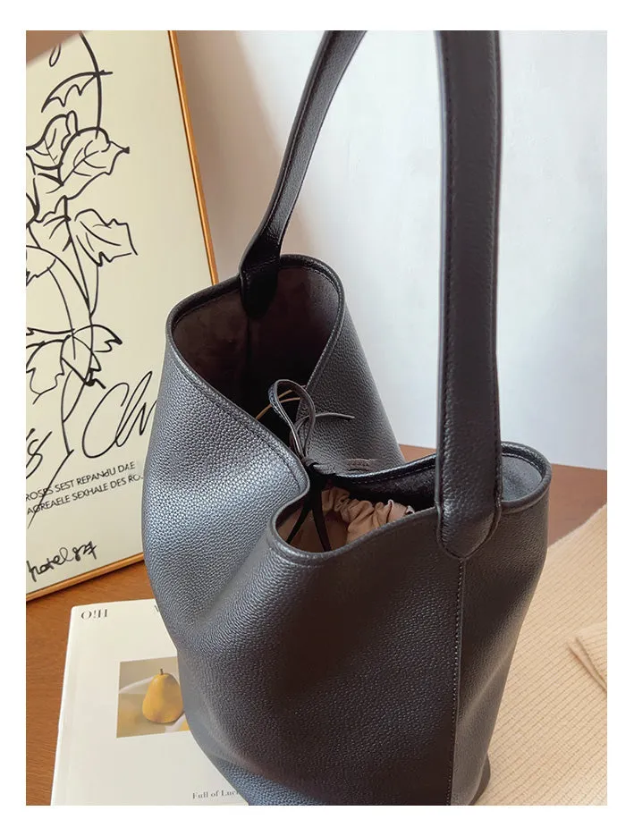 Elena Handbags Chic Leather Bucket Bag