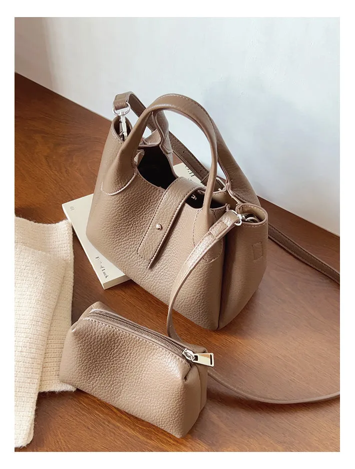 Elena Handbags Chic Leather Bucket Bag