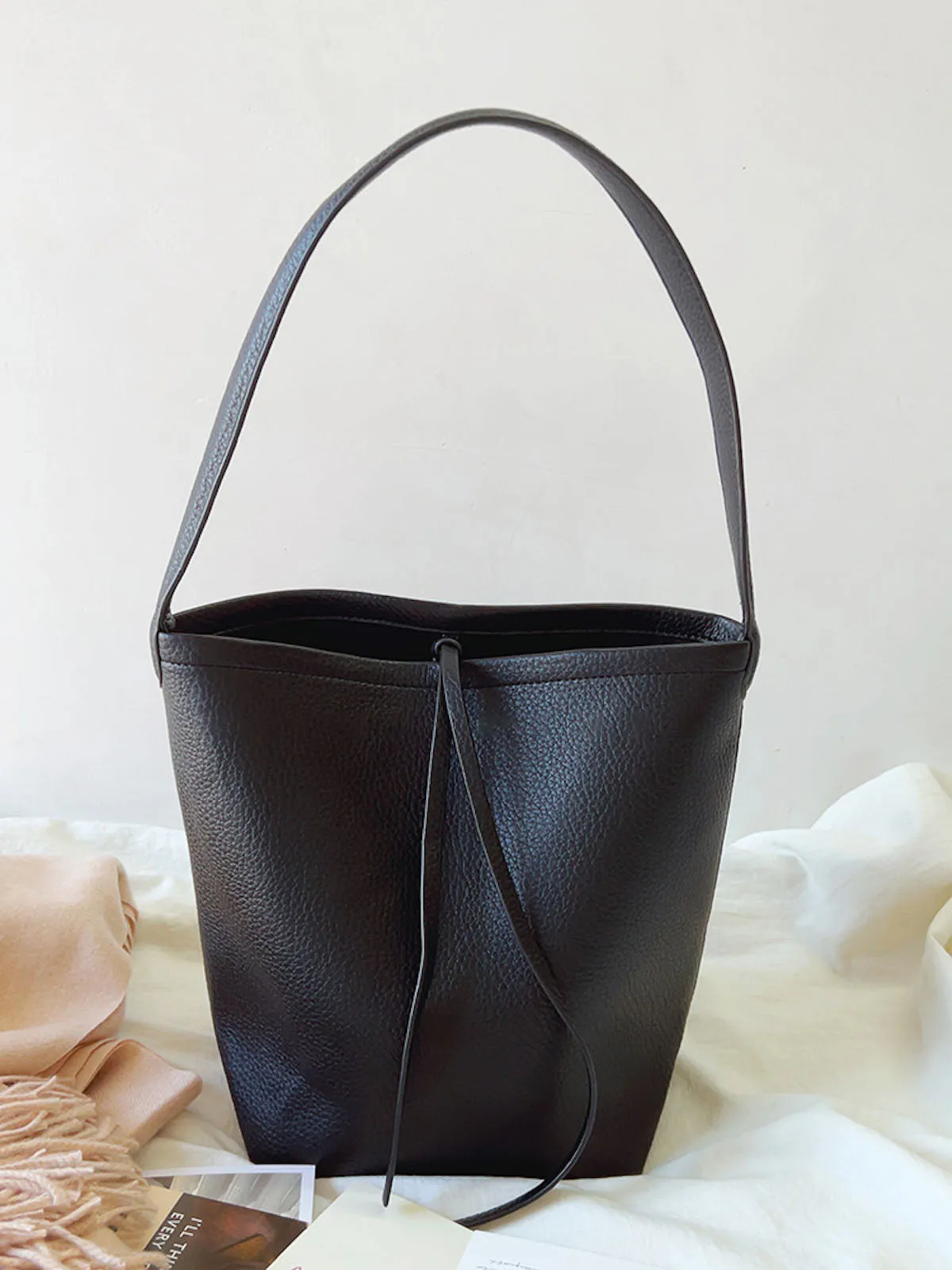 Elena Handbags Chic Leather Bucket Bag