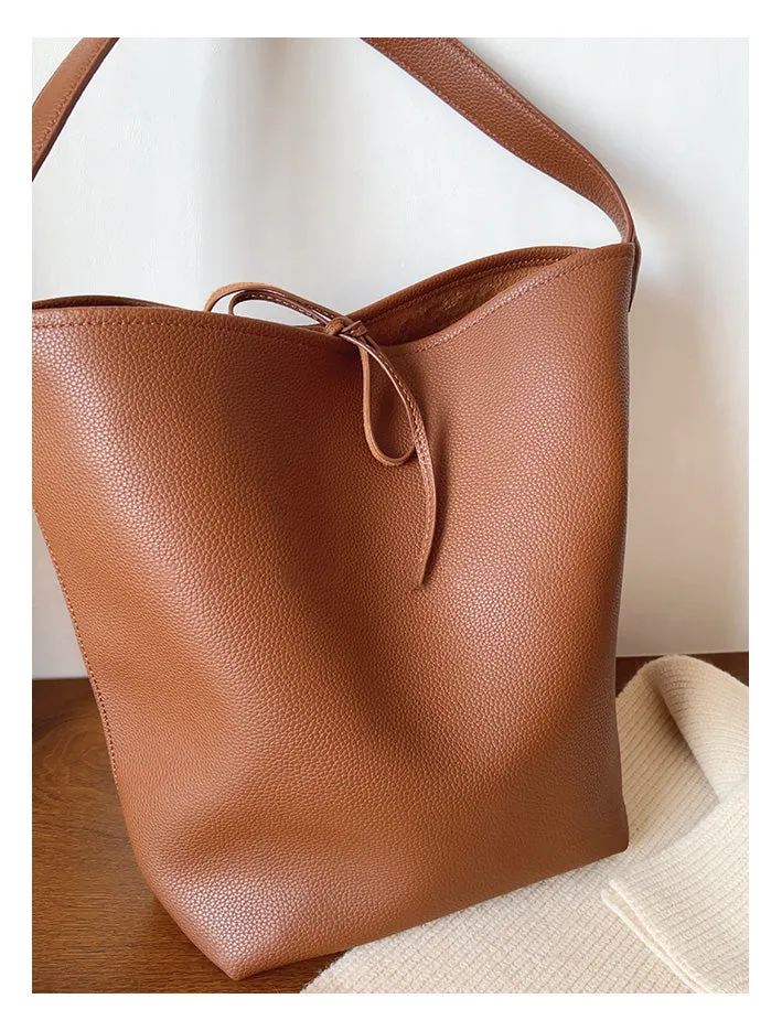 Elena Handbags Chic Leather Bucket Bag