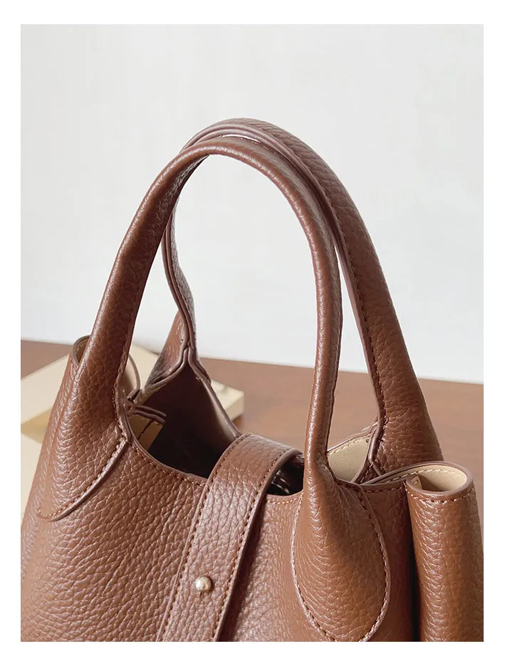 Elena Handbags Chic Leather Bucket Bag