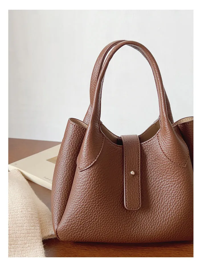 Elena Handbags Chic Leather Bucket Bag