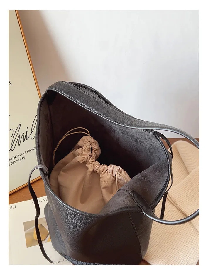 Elena Handbags Chic Leather Bucket Bag