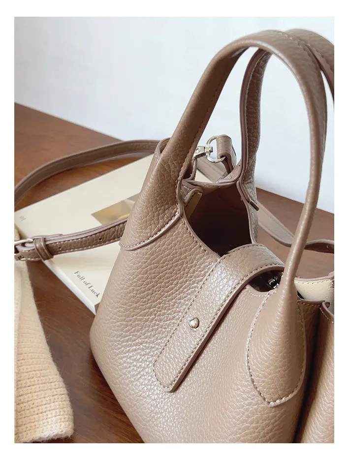 Elena Handbags Chic Leather Bucket Bag