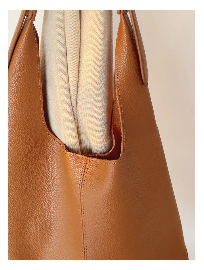 Elena Handbags Simple Leather Tote Bag