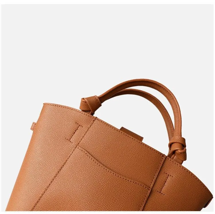 Genuine Leather Minimalist Bucket Bag | Fashion Leather Shoulder Bag | Lady Chic Leather Purse | Gift For Her