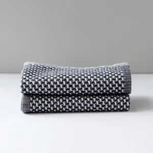 Grey Checkered Cotton Face Cloth Set of 2