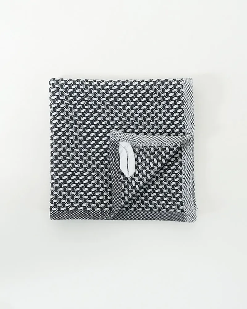 Grey Checkered Cotton Face Cloth Set of 2