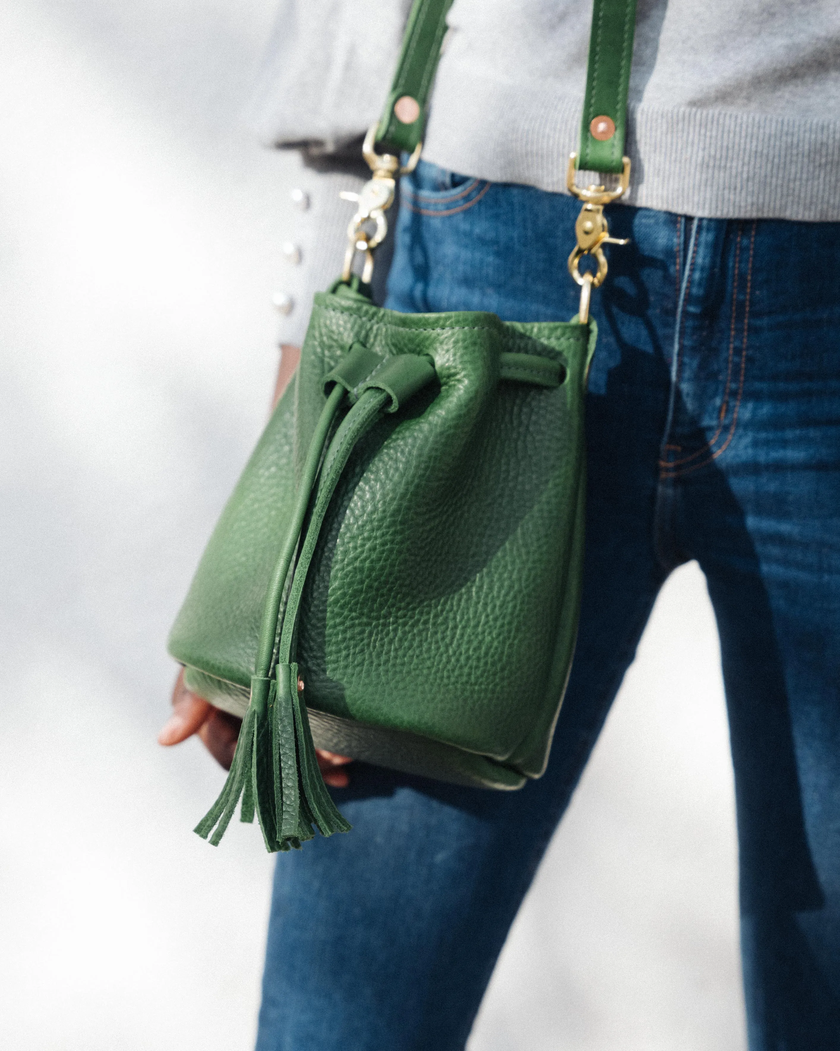 Grey Cypress Mini Bucket Bag