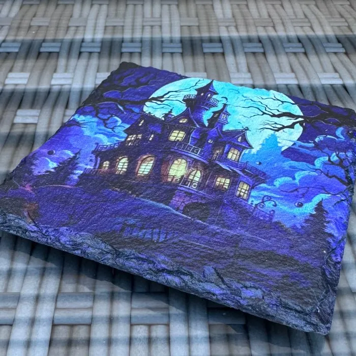 Halloween Slate Coasters - Haunted Mansion