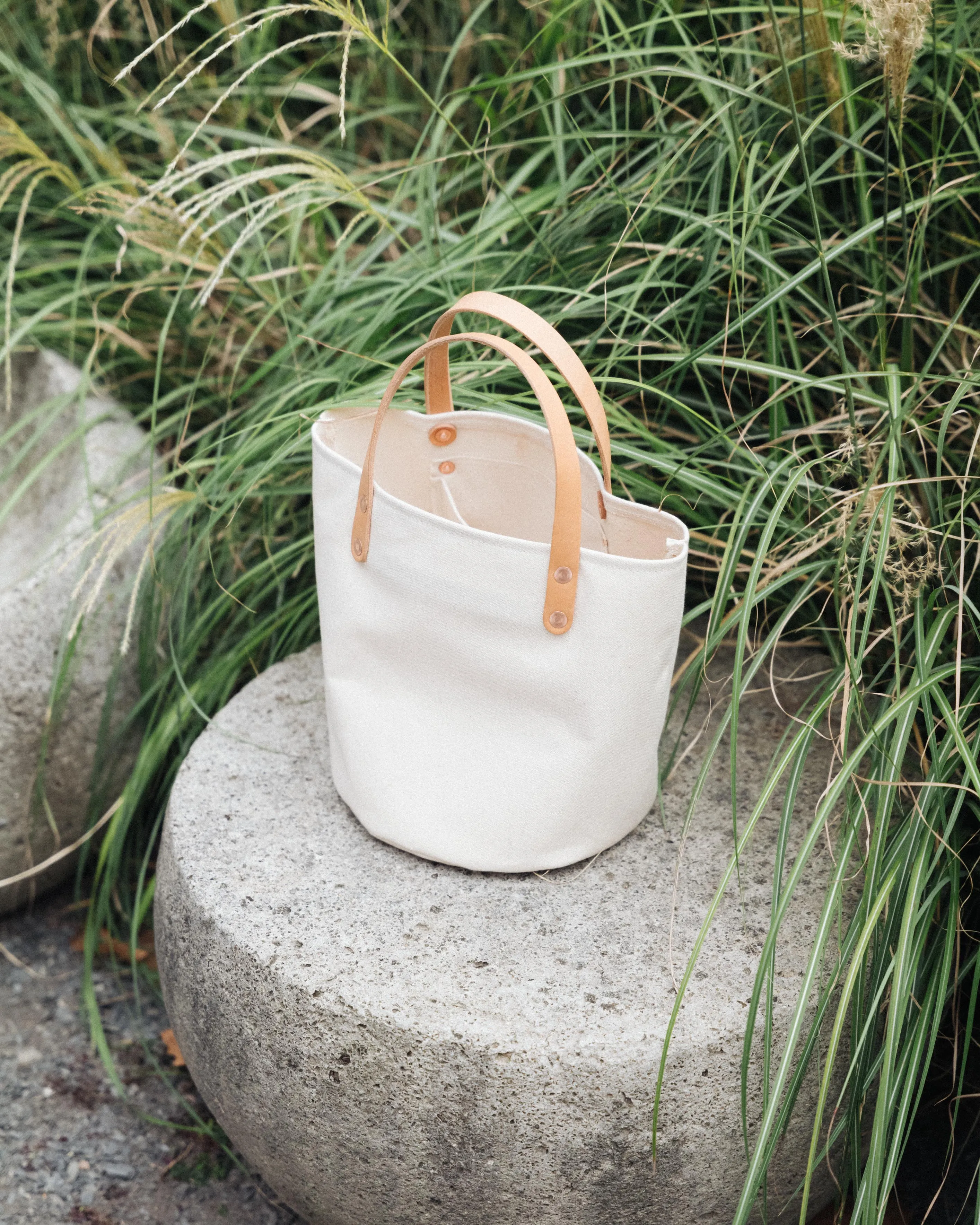 Heather Blue Canvas Bucket Tote