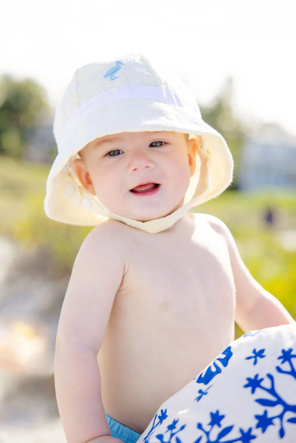 Henry's Boating Bucket - Seaside Sunny Yellow Seersucker with Worth Avenue White