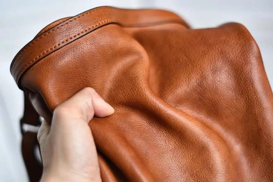 Large Handcrafted Bucket Bag, Leather Shoulder Bag Gift, Women Leather Casual Bag, Men Leather Bag, Brown/Black Retro Leather Bag