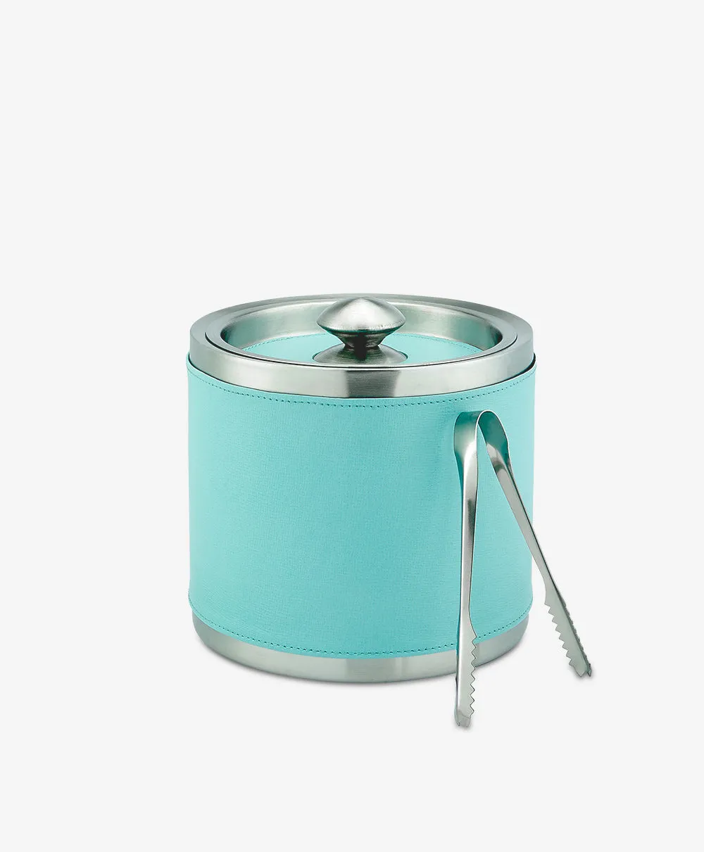 Leather Ice Bucket with Tongs