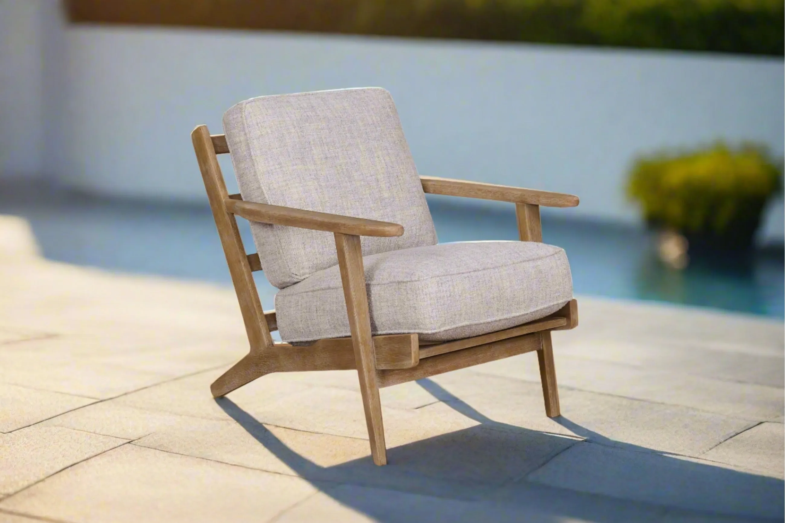 Merino Pearl Wood Accent Chair - Natural Finish