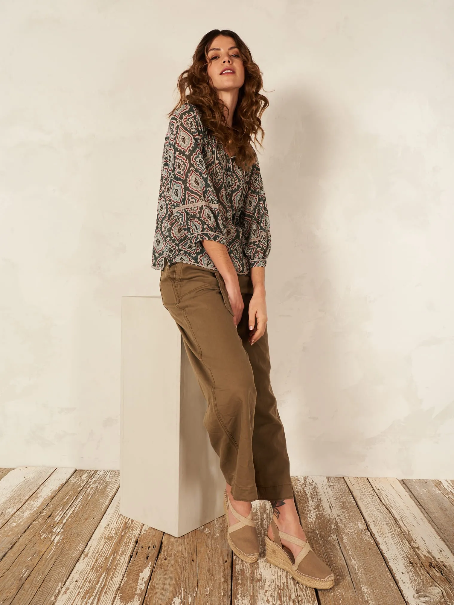 Nile Long Sleeve Chiffon Blouse With Tie