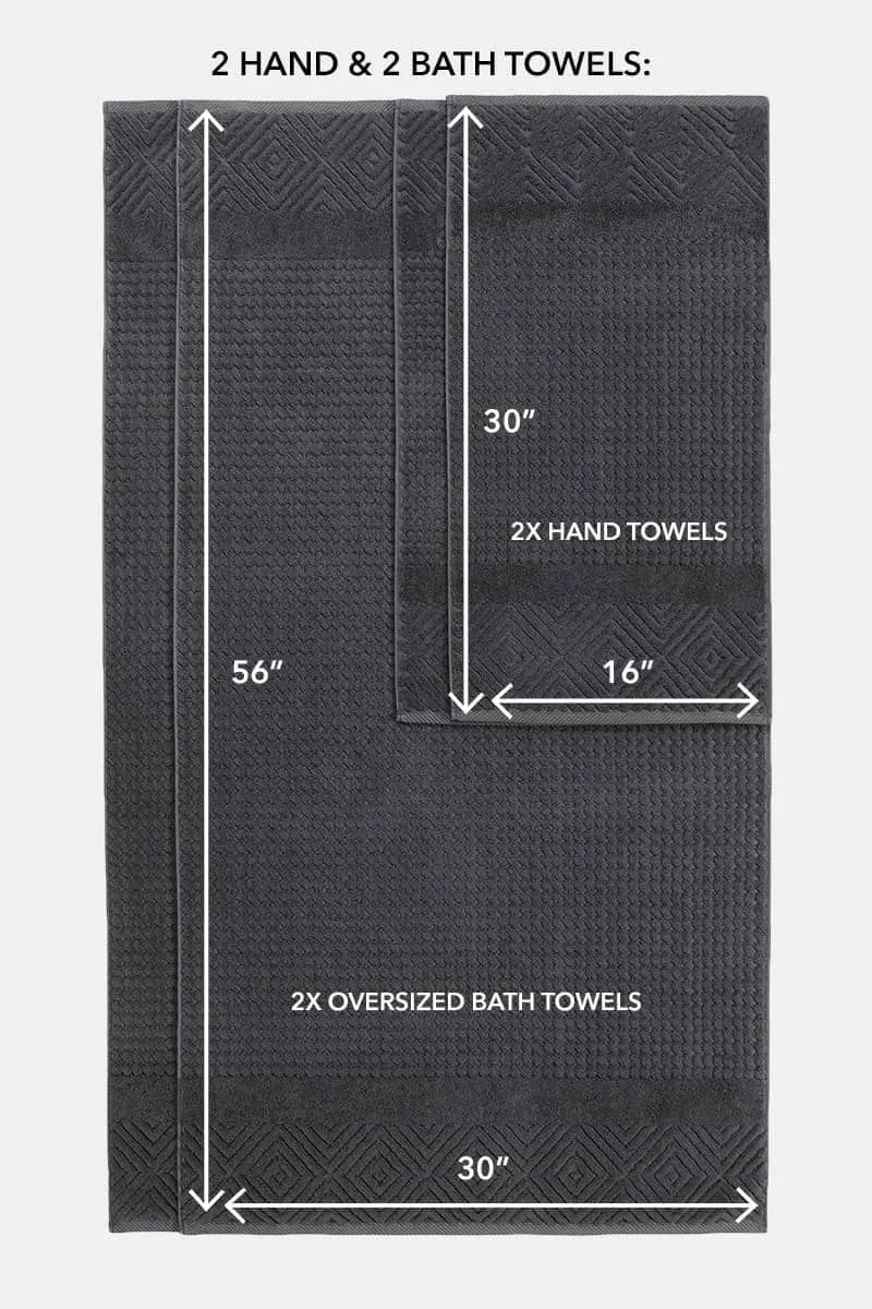 Texere 100% Organic Cotton Diamond Jacquard Towel Set