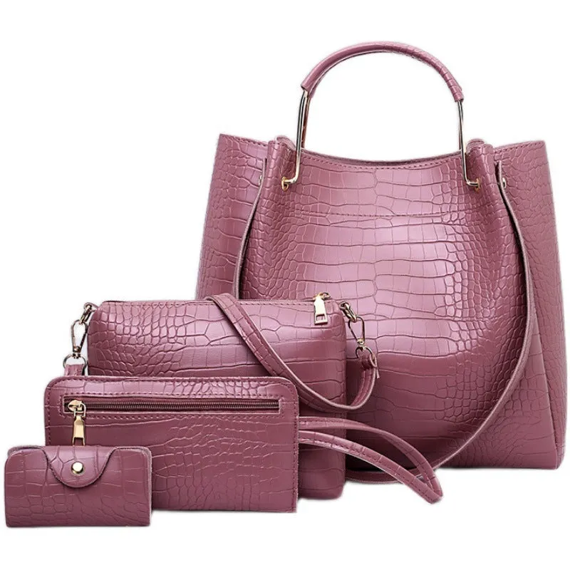 Versatile Picture-In-The-Mother Bag Set: Four-Piece One-Shoulder Messenger & Handbag Collection