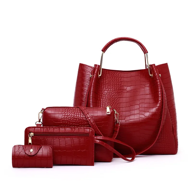 Versatile Picture-In-The-Mother Bag Set: Four-Piece One-Shoulder Messenger & Handbag Collection