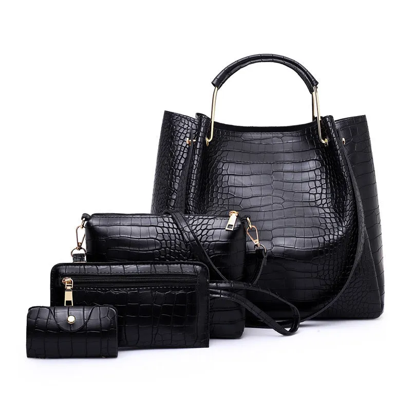 Versatile Picture-In-The-Mother Bag Set: Four-Piece One-Shoulder Messenger & Handbag Collection