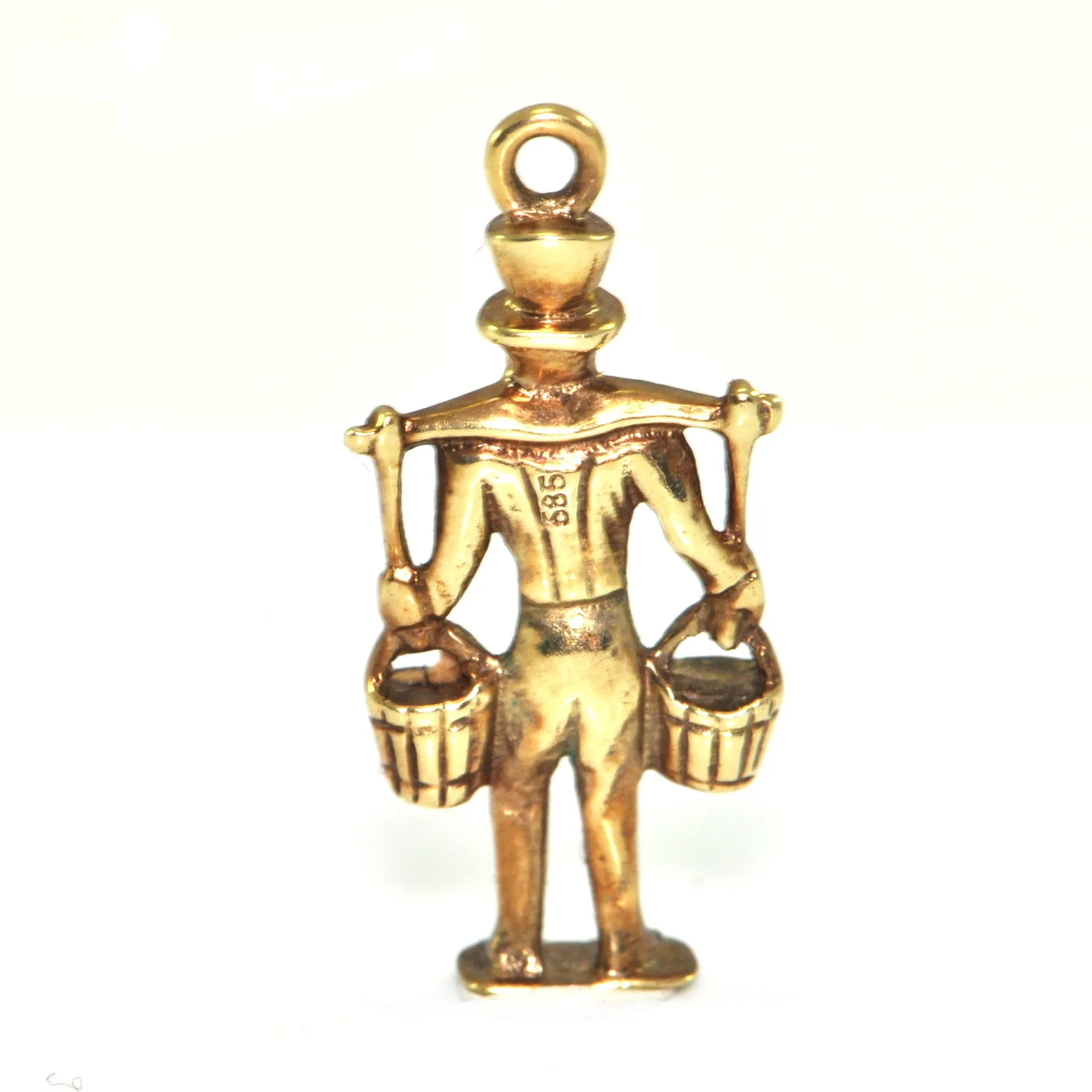 Vintage 14K Yellow Gold Water Bucket Carrier Charm