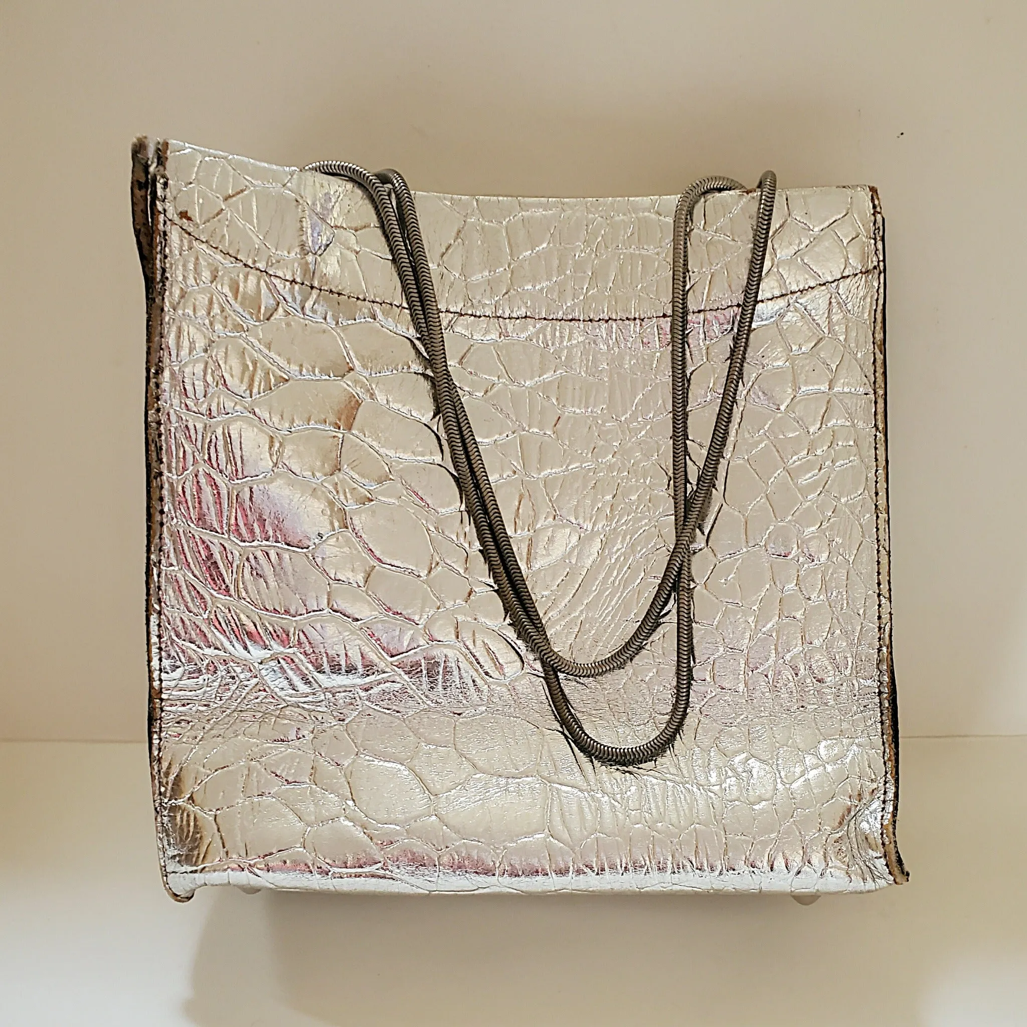 Vintage Mini Bucket Clutch Bag- Silver