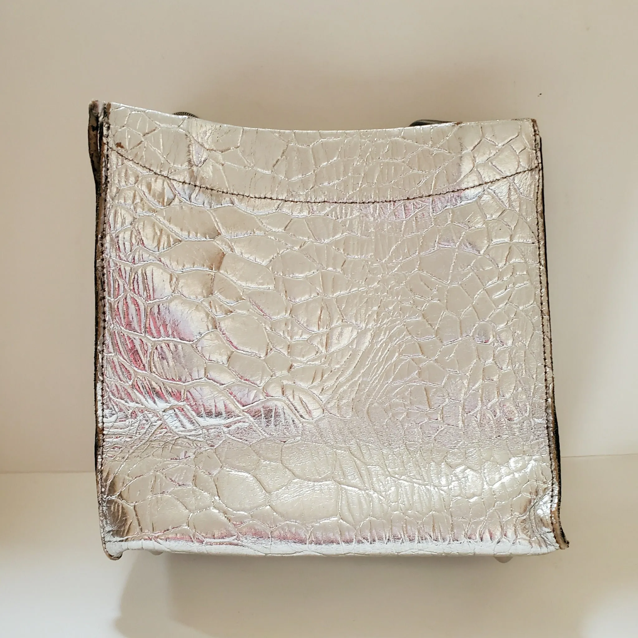 Vintage Mini Bucket Clutch Bag- Silver