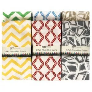 Wholesale 4 Pack solid Assorted designs Microfiber Towels