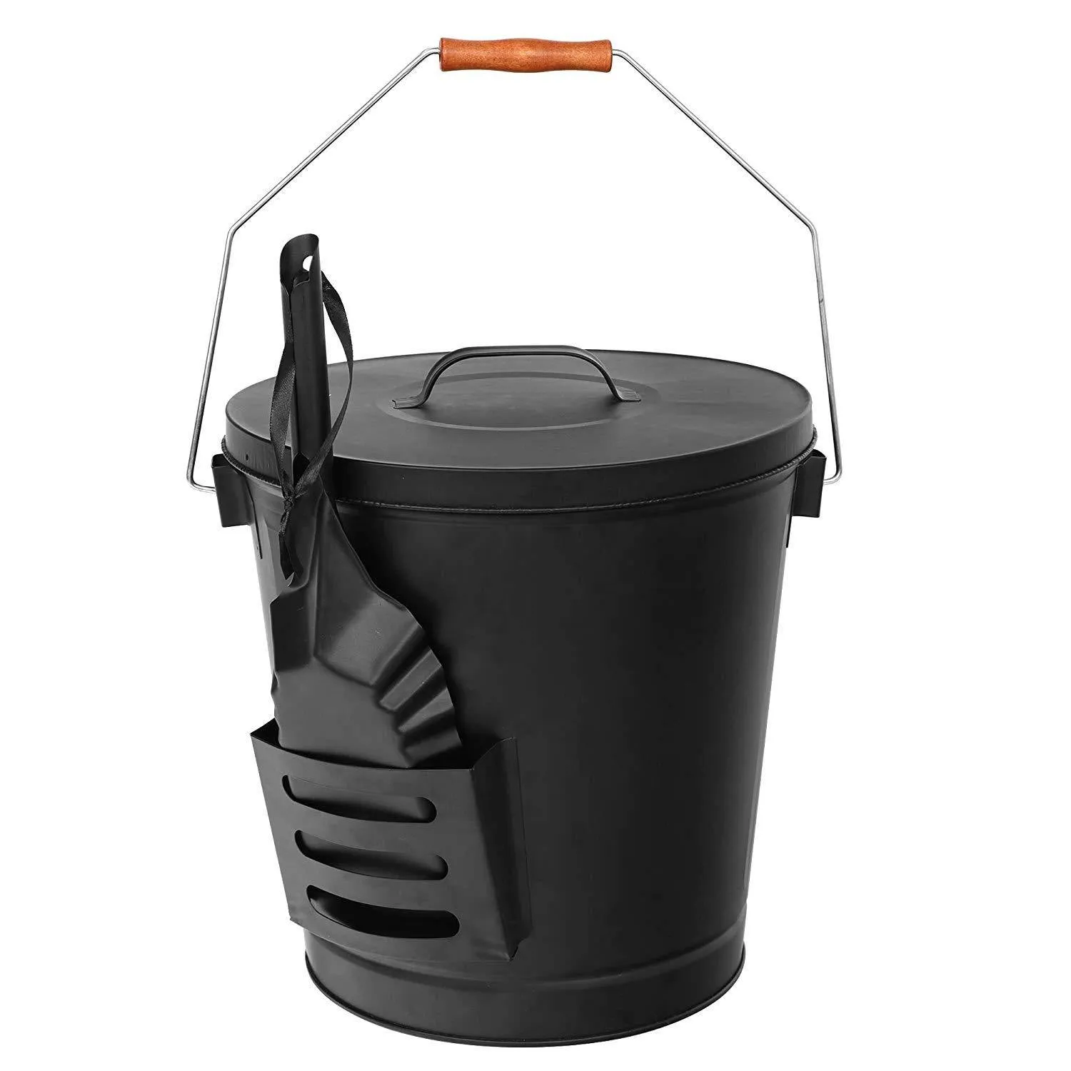 ZENY™ Fireplace Ash Bucket with Shovel and Lid,Hot Ashes Container 5 Gallon Burning Wood Holder Fireplace Pit