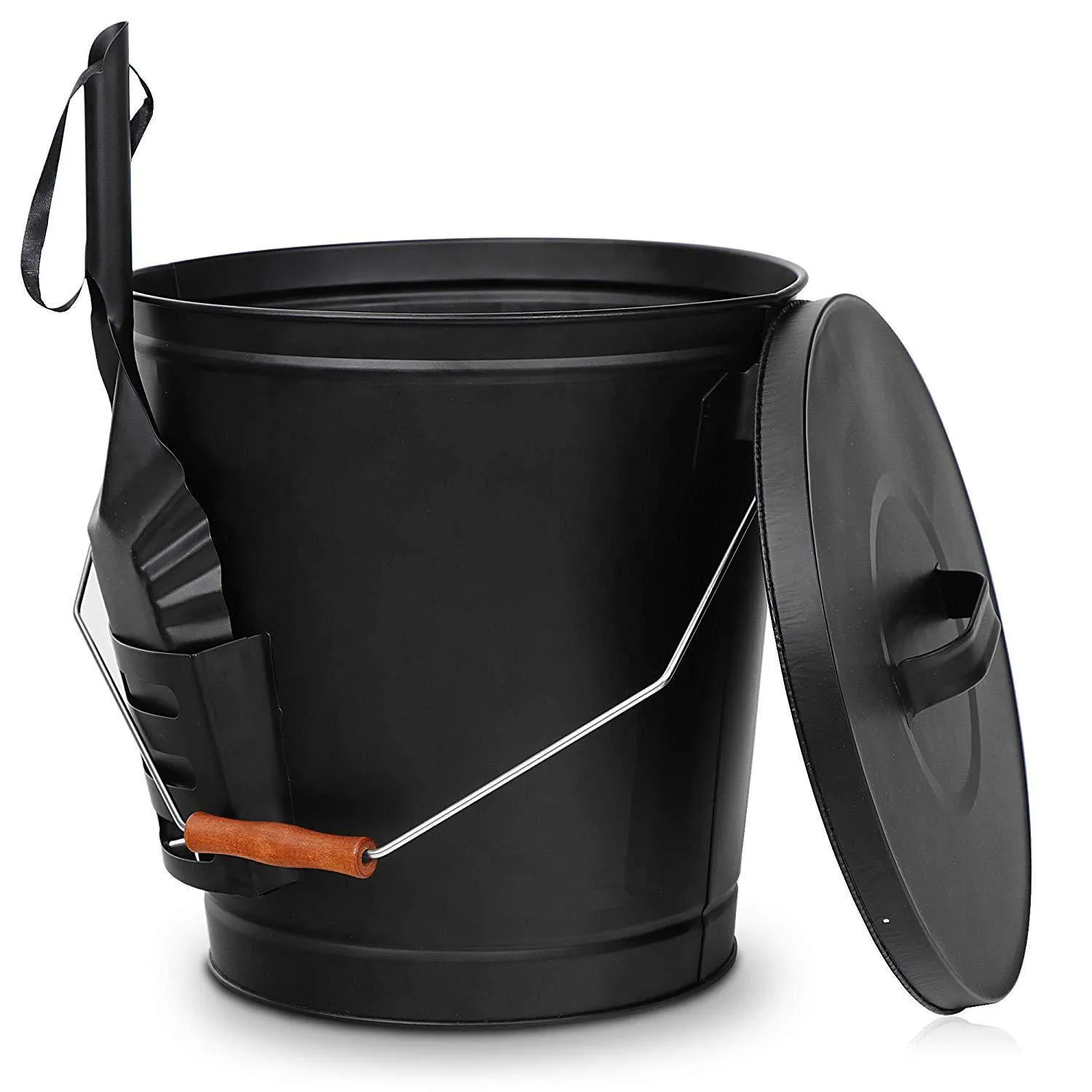 ZENY™ Fireplace Ash Bucket with Shovel and Lid,Hot Ashes Container 5 Gallon Burning Wood Holder Fireplace Pit